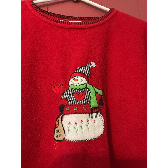 Jenny Buchanan Fleece Snowman & Cardinal Sweatshirt Large 90’s - Picture 3 of 9